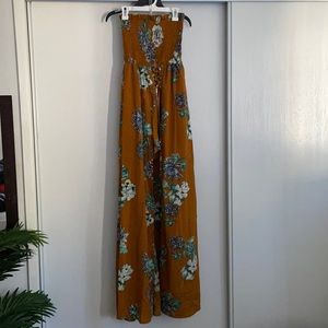 Long Floral Strapless Romper